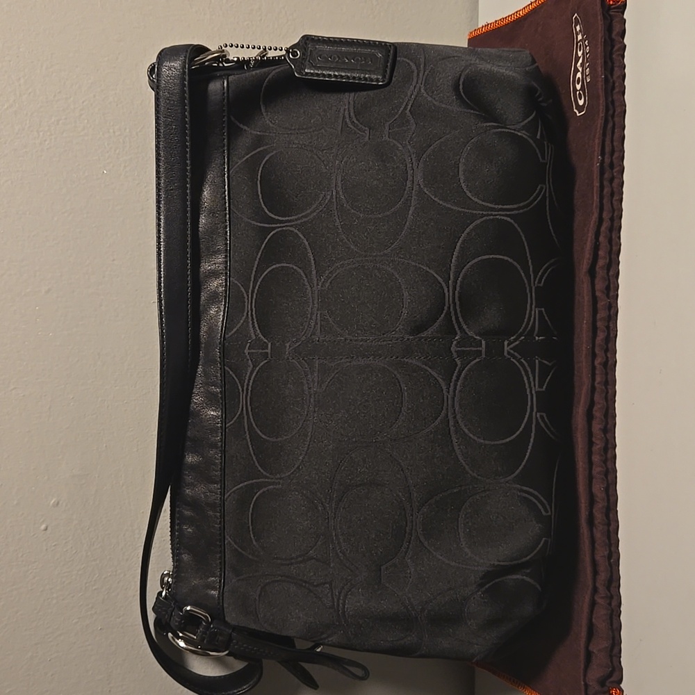 Coach Black Signature Jacquard Shoulder Bag